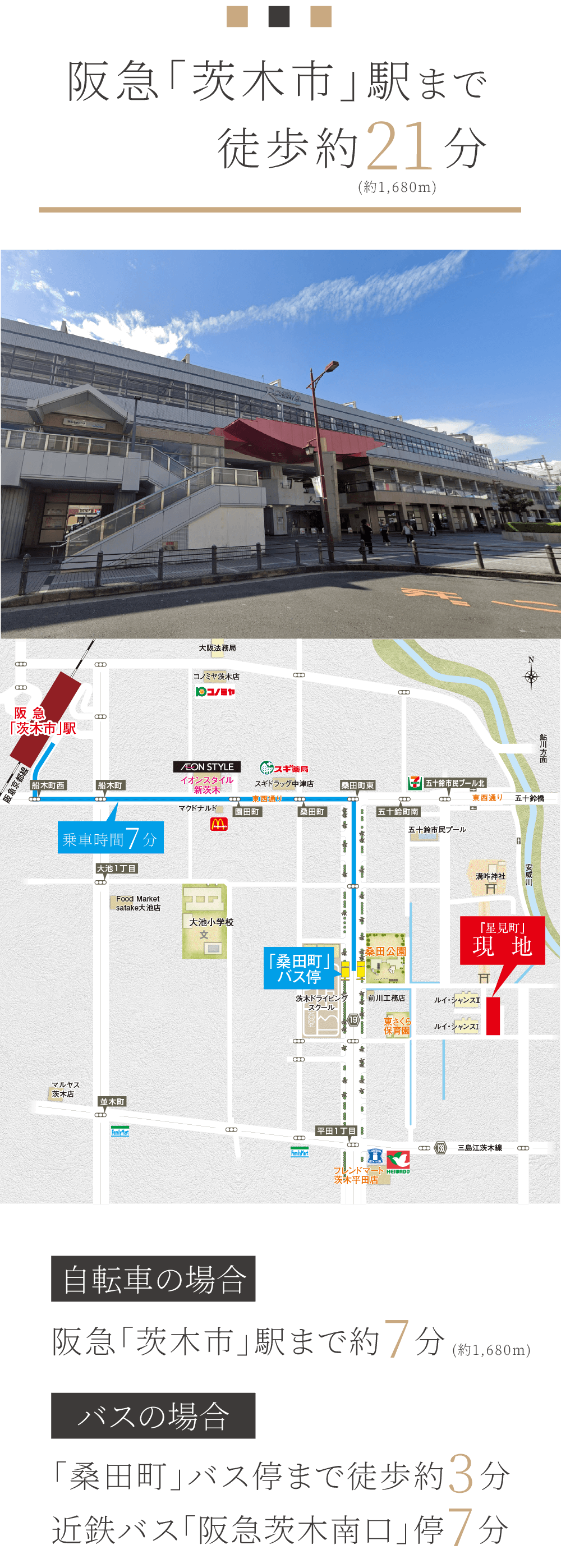 阪急「茨木市」駅まで徒歩約21分